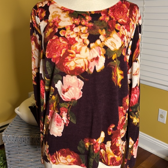 Talbots Floral Merino Wool Sweater EUC - Picture 2 of 7